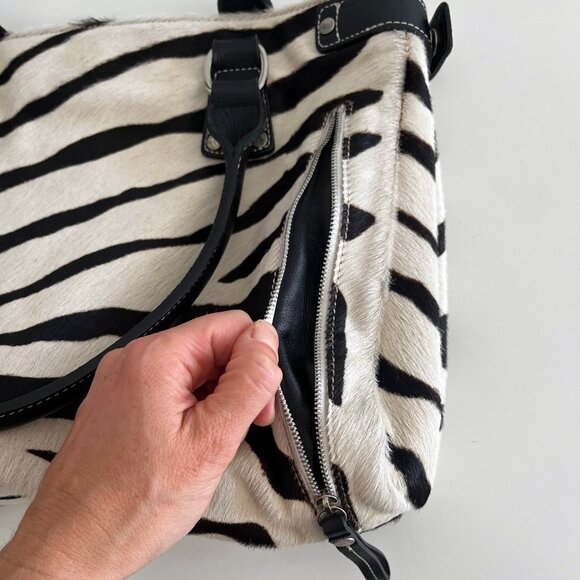 LONGCHAMP Zebra Pony Hair Leather Shoulder Bag – Rare Original - Picture 5 of 7